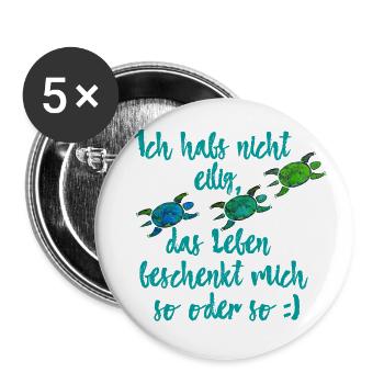 Schildkröte lustiger Spruch Meditation - Buttons groß 56 mm (5er Pack) - Weiß - Vorne