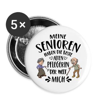 Beste Altenpflegerin der Welt - Buttons groß 56 mm (5er Pack) - Weiß - Vorne