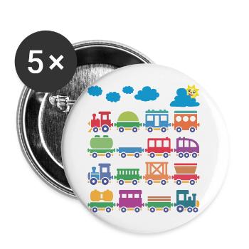 coloré locomotives colorées ferroviaire - Lot de 5 grands badges (56 mm) - blanc - Devant
