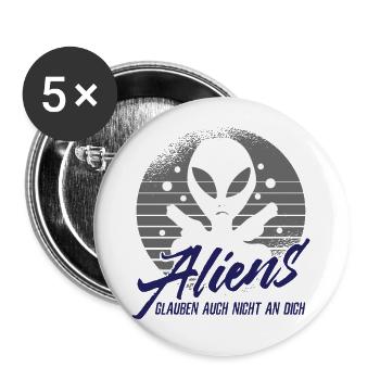 Aliens - Buttons groß 56 mm (5er Pack) - Weiß - Vorne