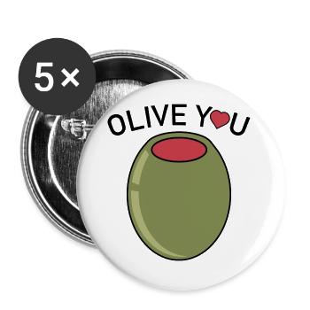 Olive You - Lot de 5 grands badges (56 mm) - blanc - Devant