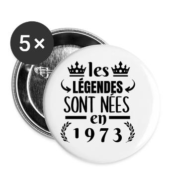 les légendes sont nées en 1973 - Lot de 5 grands badges (56 mm) - blanc - Devant