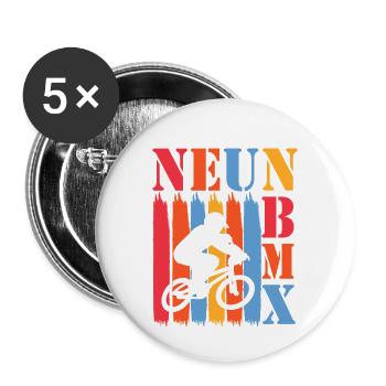 9 Jahre Bmx 9 Geburtstag Fahrrad Kindergeburtstag - Buttons groß 56 mm (5er Pack) - Weiß - Vorne