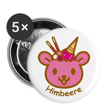 Eisbär Himbeere - Buttons groß 56 mm (5er Pack) - Weiß - Vorne