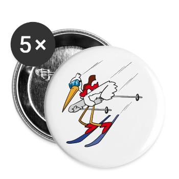 Ski Vogel - Buttons groß 56 mm (5er Pack) - Weiß - Vorne