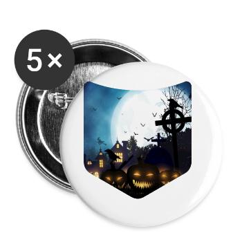 Pleine Lune Citrouille Creepy Breast Pocket Halloween - Lot de 5 grands badges (56 mm) - blanc - Devant