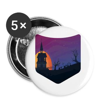 Vollmond Gruselige Halloween Brusttasche Halloween - Buttons groß 56 mm (5er Pack) - Weiß - Vorne