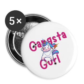 Gangsta Gurl - Buttons groß 56 mm (5er Pack) - Weiß - Vorne