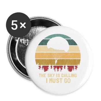 The Sky Is Calling I Must Go Funny Retro Skydiving - Buttons large 2.2''/56 mm (5-pack) - white - Front