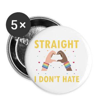 I Maybe Straight But I Don't Hate Cool Retro Pride - Buttons groß 56 mm (5er Pack) - Weiß - Vorne