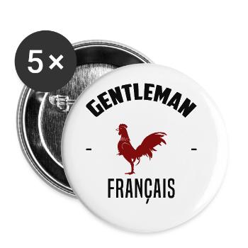Gentleman français - Homme - Lot de 5 grands badges (56 mm) - blanc - Devant