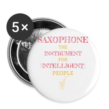 Instrument de saxophone pour personnes intelligentes RD - Lot de 5 grands badges (56 mm) - blanc - Devant