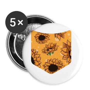 Fleurs de jardin Cadeau Poche de poitrine Tournesol - Lot de 5 grands badges (56 mm) - blanc - Devant