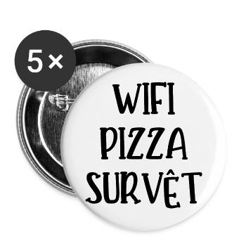 wifi pizza survêt - Lot de 5 grands badges (56 mm) - blanc - Devant