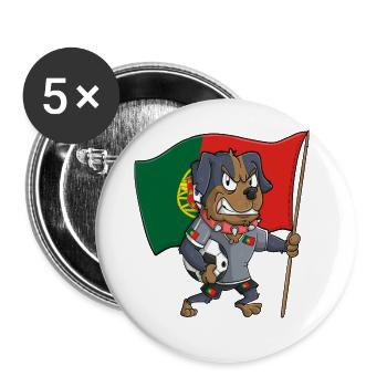 Portugal Fan Dog - Buttons large 2.2''/56 mm (5-pack) - white - Front