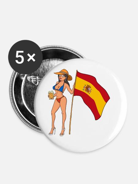 Sexy Spanierin - Buttons groß 56 mm (5er Pack) - Weiß