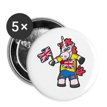 Licorne folle anglaise - Lot de 5 grands badges (56 mm) - blanc - Devant