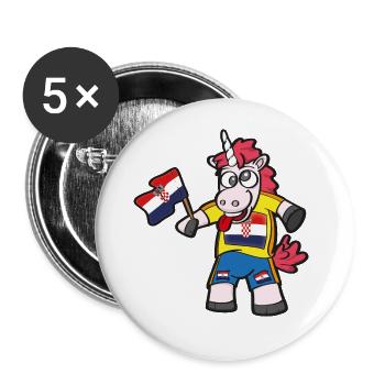 Croatian Crazy Unicorn - Buttons large 2.2''/56 mm (5-pack) - white - Front