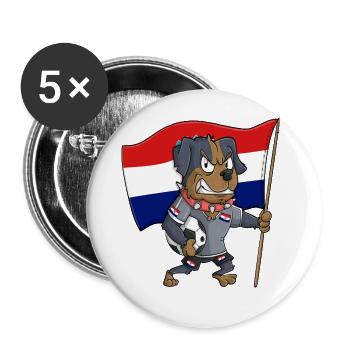 Croatia Fan Dog - Buttons large 2.2''/56 mm (5-pack) - white - Front