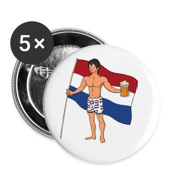 Netherlands Hot Boy - Buttons large 2.2''/56 mm (5-pack) - white - Front