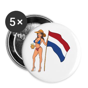 Hot Fan Girl Niederlande - Buttons groß 56 mm (5er Pack) - Weiß - Vorne