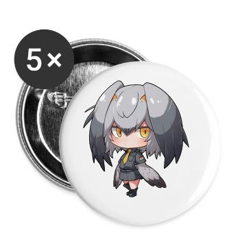 Süßes Schuhschnabel Anime Mädchen - Buttons groß 56 mm (5er Pack) - Weiß - Vorne