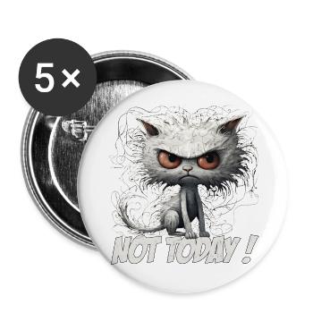 Lustiges Katzen Design - Not Today Katzenliebhaber - Buttons groß 56 mm (5er Pack) - Weiß - Vorne