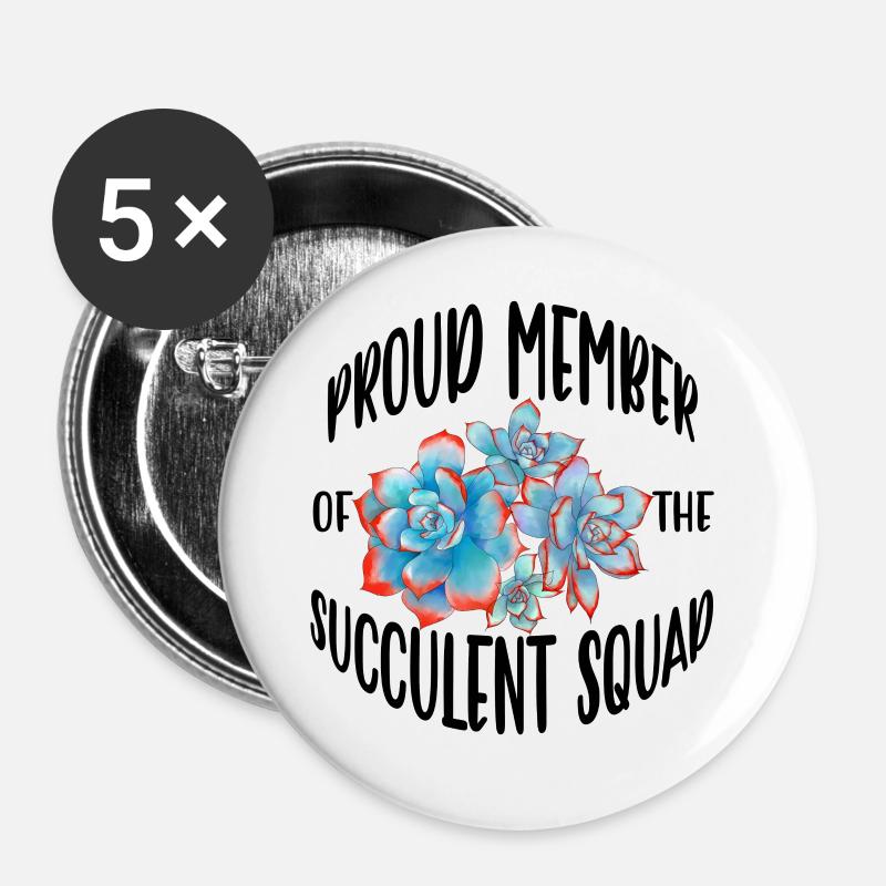 The succulent squad - Buttons large 2.2''/56 mm (5-pack) - white