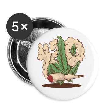 420 hemp hand holding a cannabis joint cartoon - Buttons large 2.2''/56 mm (5-pack) - white - Front