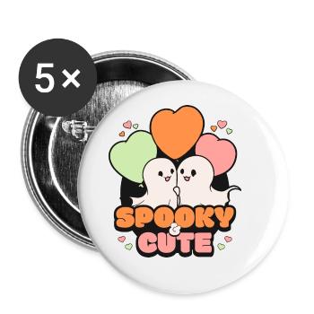 Spooky October Cute Halloween Ghost - Buttons large 2.2''/56 mm (5-pack) - white - Front
