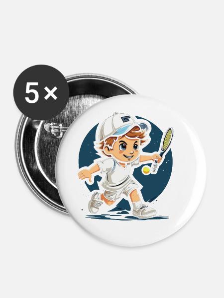 Tennis - Buttons groß 56 mm (5er Pack) - Weiß