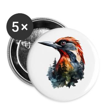Specht - Buttons groß 56 mm (5er Pack) - Weiß - Vorne