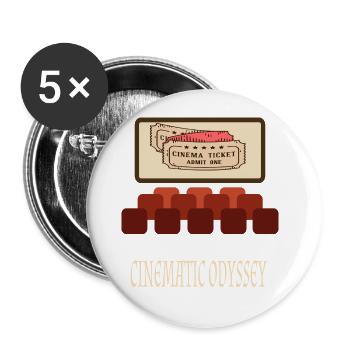 Film Movie Lovers Retro Vintage Classic Cinema TV - Buttons large 2.2''/56 mm (5-pack) - white - Front