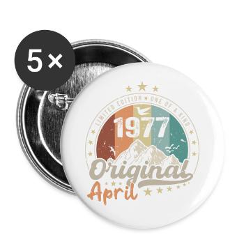 1977 Avril 1977 Anniversaire Avril 1977 Avril - Lot de 5 grands badges (56 mm) - blanc - Devant