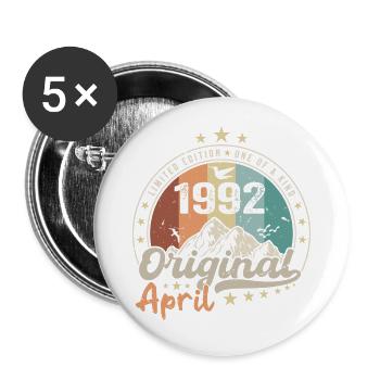 1992 Avril 1992 Anniversaire Avril 1992 Avril - Lot de 5 grands badges (56 mm) - blanc - Devant