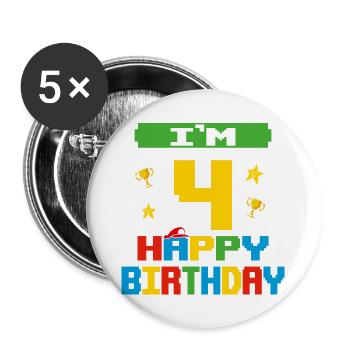 Vier 4 Jahre 4. Geburtstag Alles Gute zum Geburtstag 4 Jahre alt - Buttons groß 56 mm (5er Pack) - Weiß - Vorne