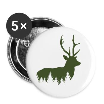 Chasseur, Alpiniste, Randonneur, Cerf - Lot de 5 grands badges (56 mm) - blanc - Devant