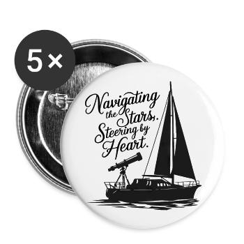 Segeln Segelboot Sterne Teleskop - Buttons groß 56 mm (5er Pack) - Weiß - Vorne