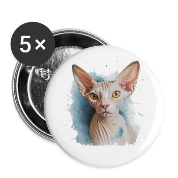 Sphynx Katze für Katzenliebhaber - Buttons groß 56 mm (5er Pack) - Weiß - Vorne