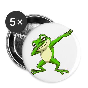 Cooler Frosch Dabbing Pose Trendig - Buttons groß 56 mm (5er Pack) - Weiß - Vorne
