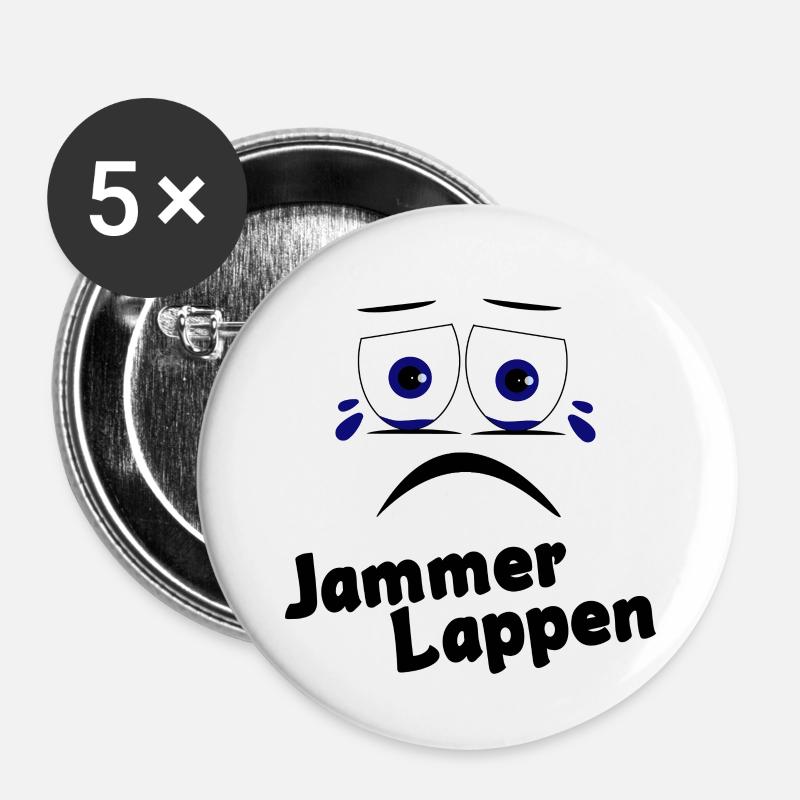 Jammer Lappen - Buttons groß 56 mm (5er Pack) - Weiß