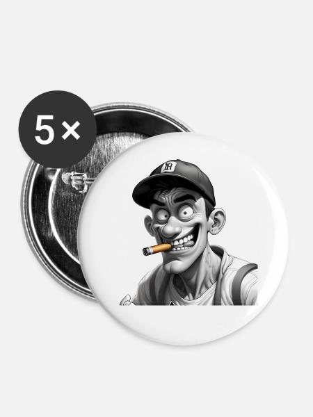 Freak - Buttons groß 56 mm (5er Pack) - Weiß