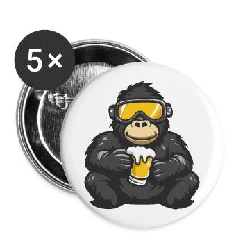 Gorilla Apres Ski Bier - Buttons groß 56 mm (5er Pack) - Weiß - Vorne