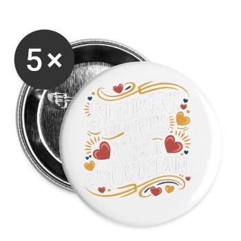 Support The Arts Kiss A Musician 5 - Buttons groß 56 mm (5er Pack) - Weiß - Vorne