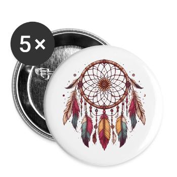 Dreamcatcher Feathers Spiritual Indian Jewelry - Buttons large 2.2''/56 mm (5-pack) - white - Front