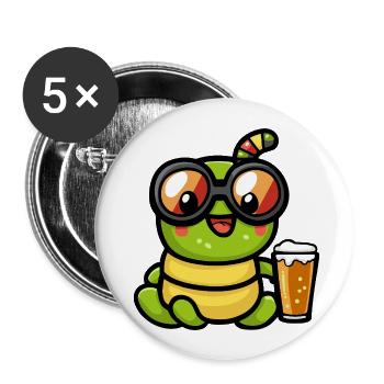 Wurm Apres Ski Bier Comic - Buttons groß 56 mm (5er Pack) - Weiß - Vorne