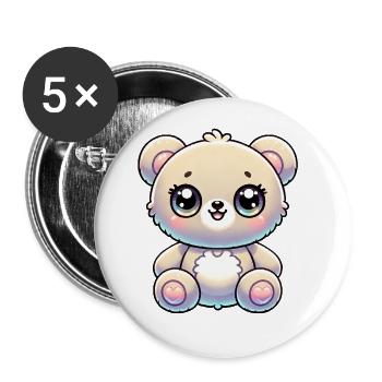Super Cute Kawaii Baby Bear - Buttons groß 56 mm (5er Pack) - Weiß - Vorne