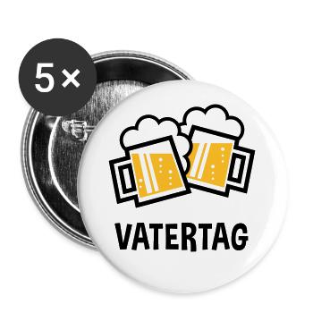 Vatertag (Bier Prosit / Bayrische Bierkrüge / 2C) - Buttons groß 56 mm (5er Pack) - Weiß - Vorne