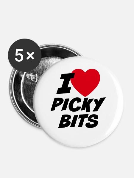 Ich liebe wählerische Bits - Buttons groß 56 mm (5er Pack) - Weiß