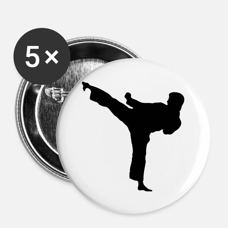 Highkick nach links - Buttons groß 56 mm (5er Pack) - Weiß